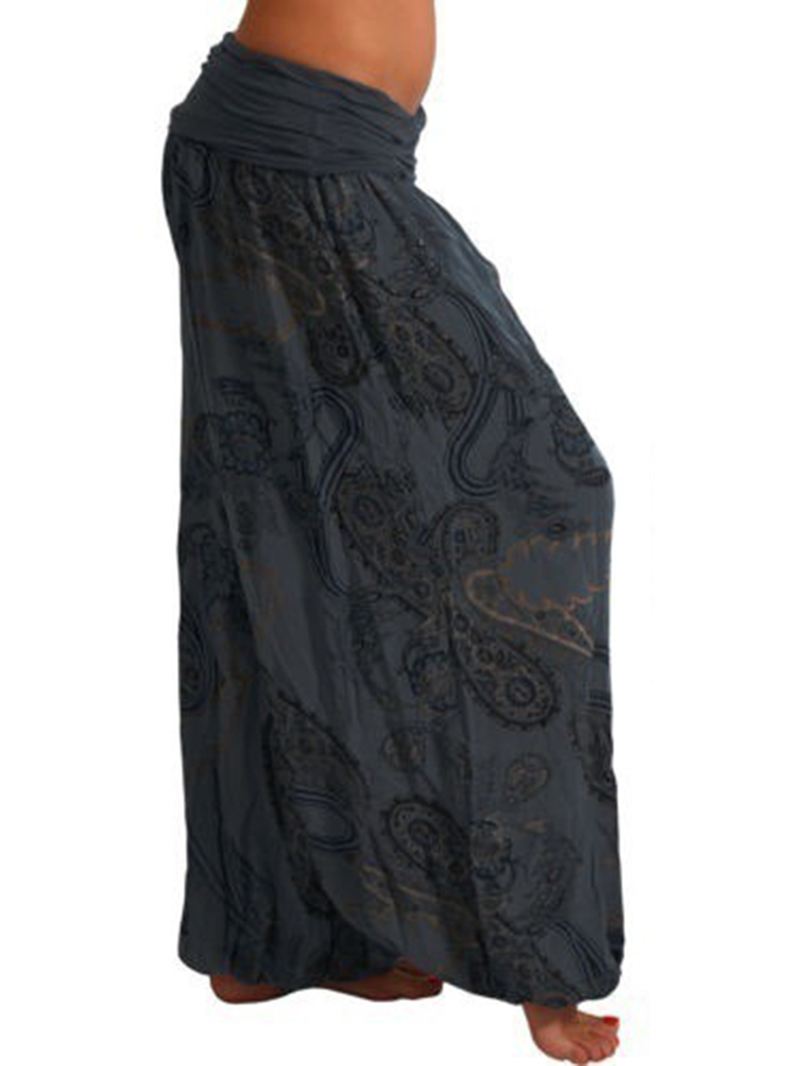 Kvinder Casual Løs Blomsterprint Højtalje Wide Leg Yogabukser