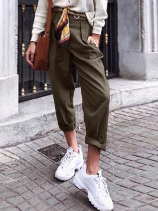Kvinder Casual Løse Bomulds Solid Harem Bukser