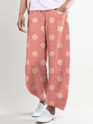 Kvinder Casual Polka Dot Med Tryk Pocket Bukser