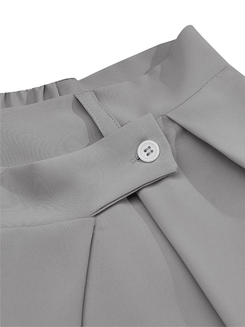 Kvinder Casual Work Cross Button Design Bukser Med Brede Ben