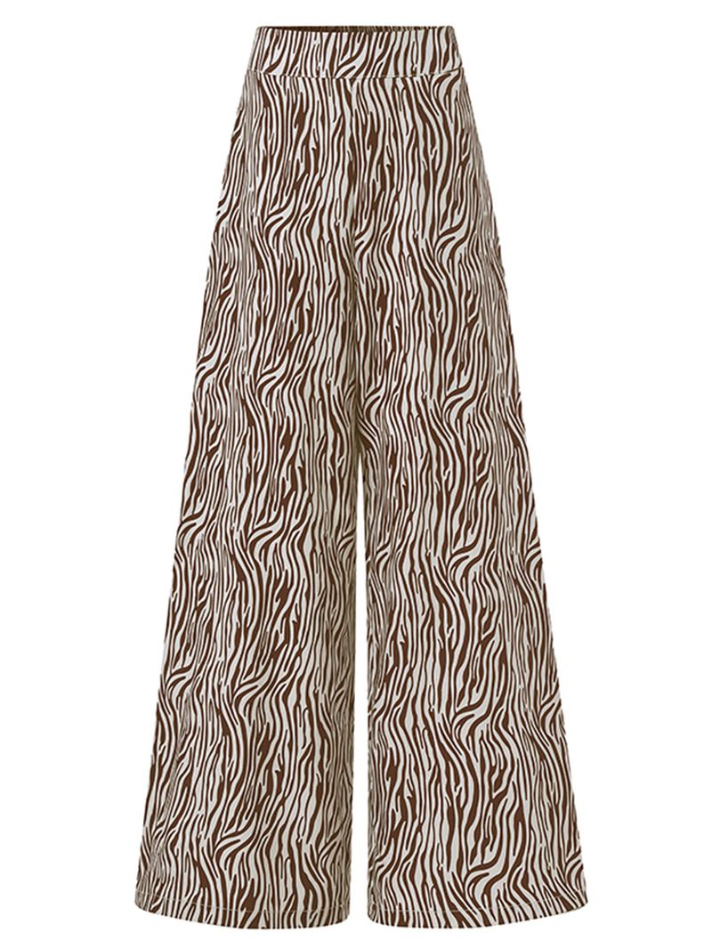 Kvinder Zebra Med Tryk Høj Elastisk Talje Stilfulde Casual Wide Leg Bukser