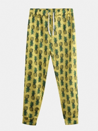 Mænd Ananas Printet Hawaiian Style Bomuld Casual Bukser