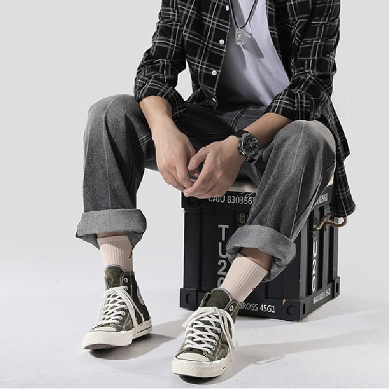 Trendy Mærke Lige Sorte Jeans Mænds Vedhæng Bukser Med Brede Ben