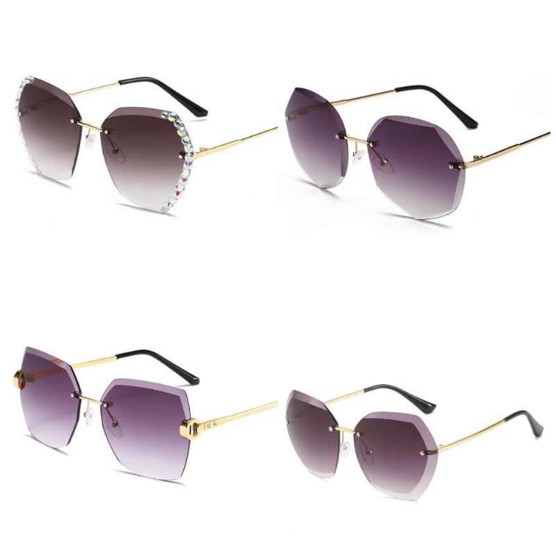 Europæiske Og Amerikanske Trendy Briller Cut-edge Solbriller Dame Big Rimless