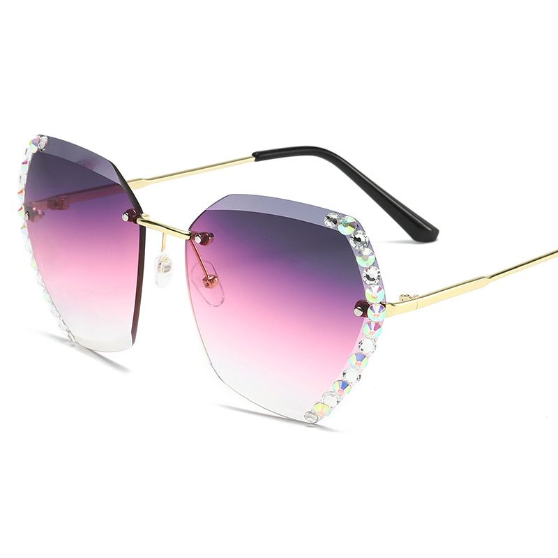Europæiske Og Amerikanske Trendy Briller Cut-edge Solbriller Dame Big Rimless