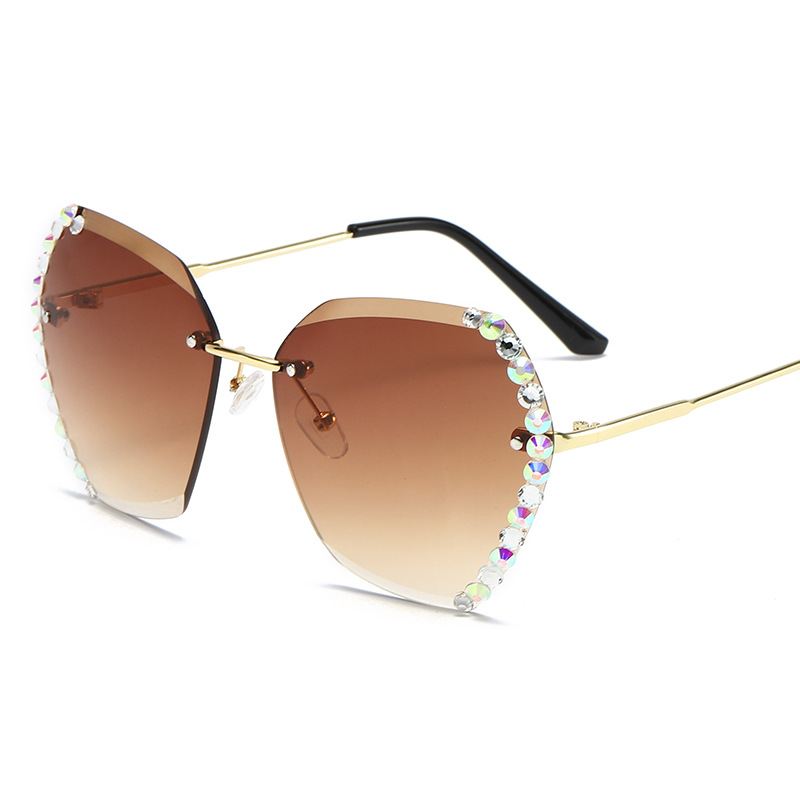 Europæiske Og Amerikanske Trendy Briller Cut-edge Solbriller Dame Big Rimless