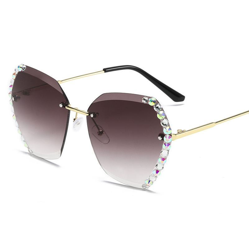 Europæiske Og Amerikanske Trendy Briller Cut-edge Solbriller Dame Big Rimless