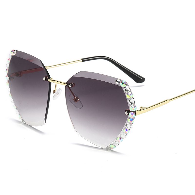 Europæiske Og Amerikanske Trendy Briller Cut-edge Solbriller Dame Big Rimless