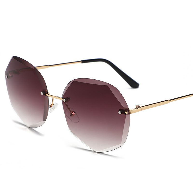 Europæiske Og Amerikanske Trendy Briller Cut-edge Solbriller Dame Big Rimless