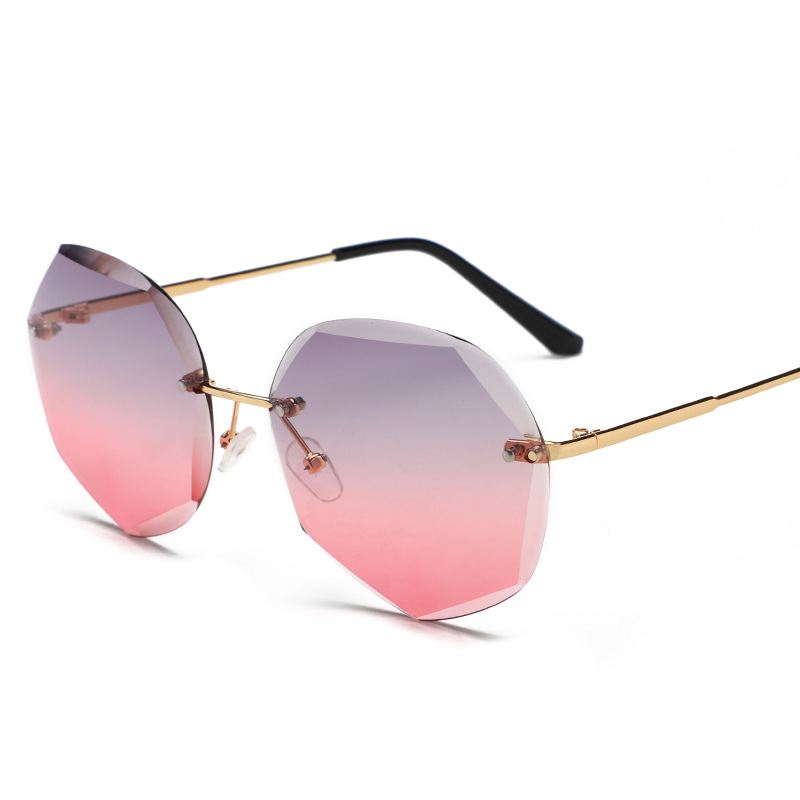 Europæiske Og Amerikanske Trendy Briller Cut-edge Solbriller Dame Big Rimless
