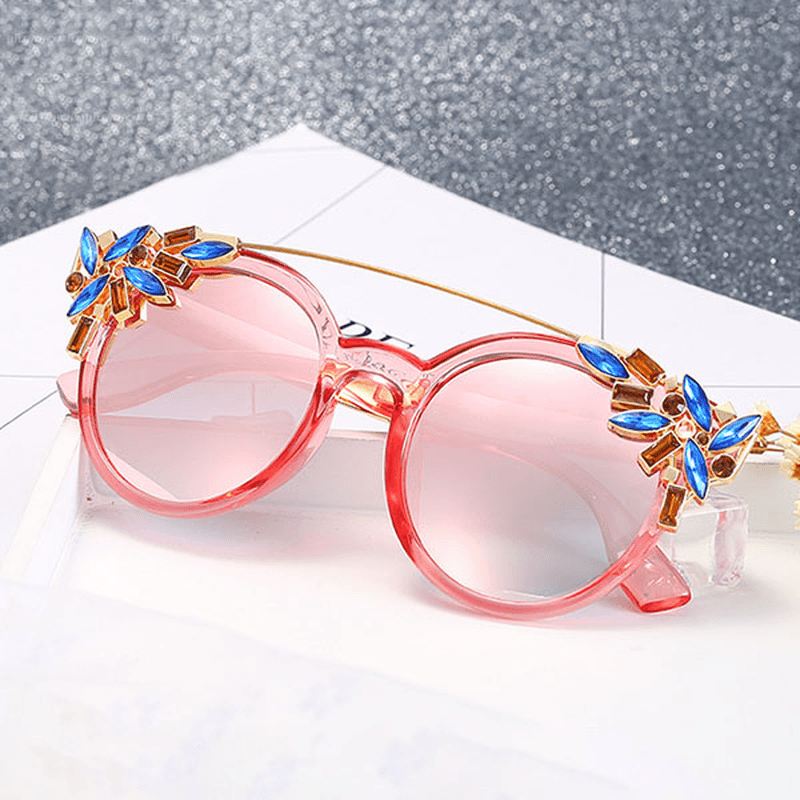 Kvinder Kat Eye Crystal Stel Anti-uv Solbriller Vintage Outdoors Eye Wear