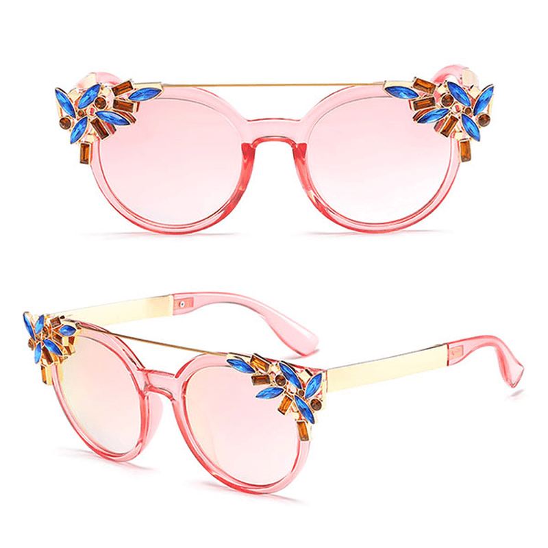 Kvinder Kat Eye Crystal Stel Anti-uv Solbriller Vintage Outdoors Eye Wear