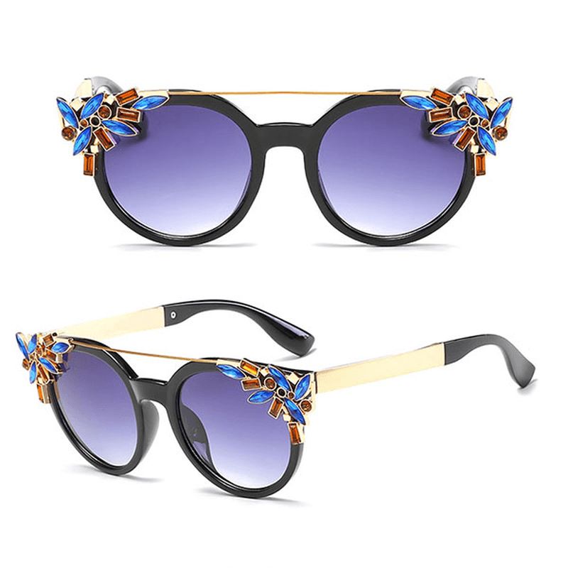 Kvinder Kat Eye Crystal Stel Anti-uv Solbriller Vintage Outdoors Eye Wear