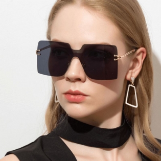Kvinder Oversized Square Frame Mode Metal Uv-beskyttelse Solbriller
