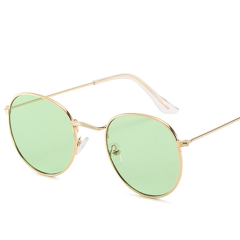 Retro Oval Small Frame Personality Solbriller Mænd Og Kvinder Vacation Beach Metal Briller
