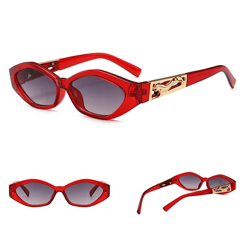 Unisex Angular Kat Eye Solbriller Ben Jumping Cheetah Guld Dekorative Solbriller
