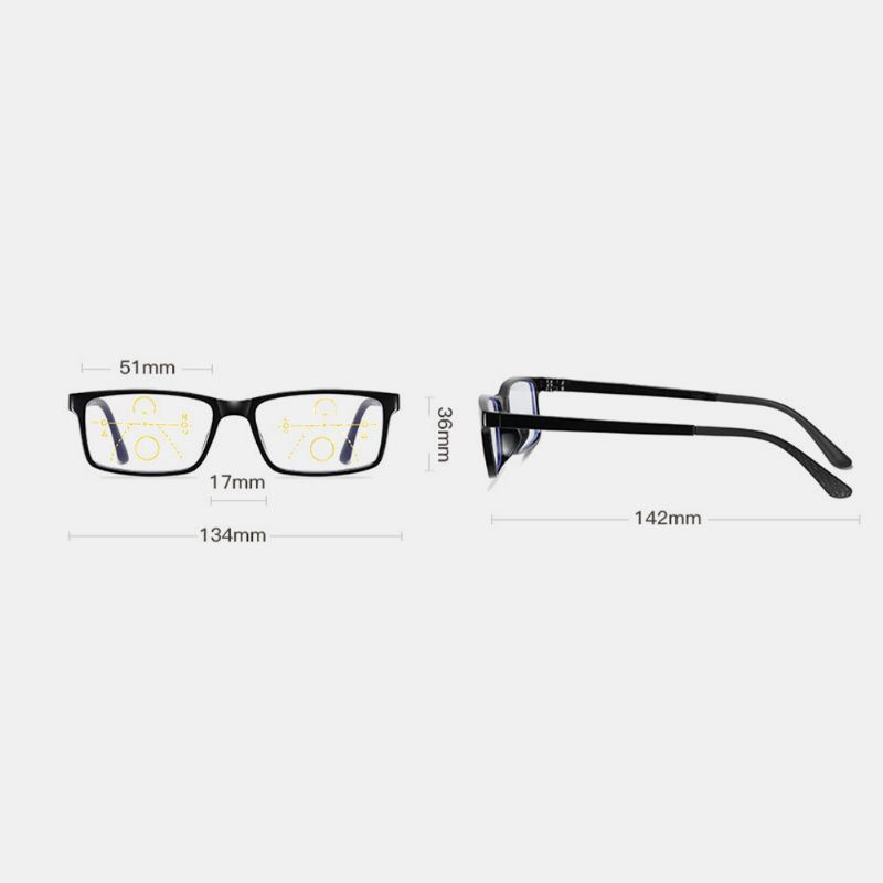 Unisex Anti-blue Light Distance Og Nær Dual Purpose Multi-focus Zoom Læsebriller Presbyopiske Briller