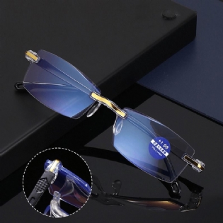 Unisex Anti-blue Light Rammeløs Hd Diamond Trimming Dual-use Læsebriller Presbyopiske Briller