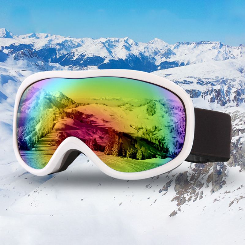 Unisex Dobbeltlags Skibriller Stort Synsfelt Sfæriske Professionelle Dobbeltlinse Anti-dug Vindtætte Beskyttelsesbriller