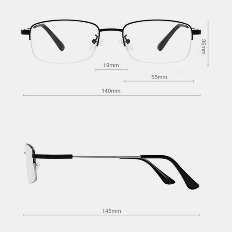 Unisex-foldet Halvstel Anti-blåt Lys Dual-use Intelligent Zoom Multi-focus Farveskiftende Læsebriller Presbyopiske Briller