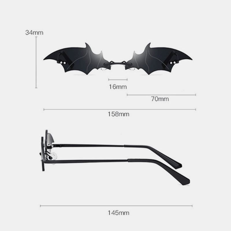 Unisex Personlighed Kreativ Bat Shape Mode Trend Uv-beskyttelsessolbriller