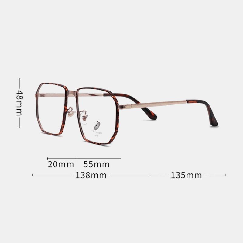 Unisex Polygonal Metal Full Frame Myopia Briller Stel Anti-blue Light Mode Flat Glasses