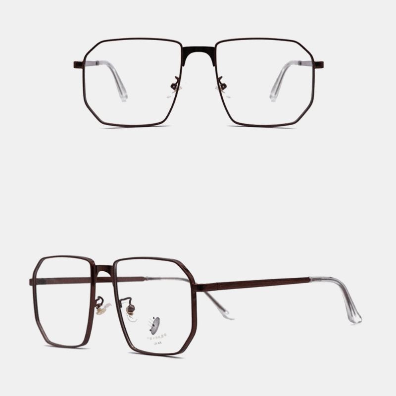 Unisex Polygonal Metal Full Frame Myopia Briller Stel Anti-blue Light Mode Flat Glasses