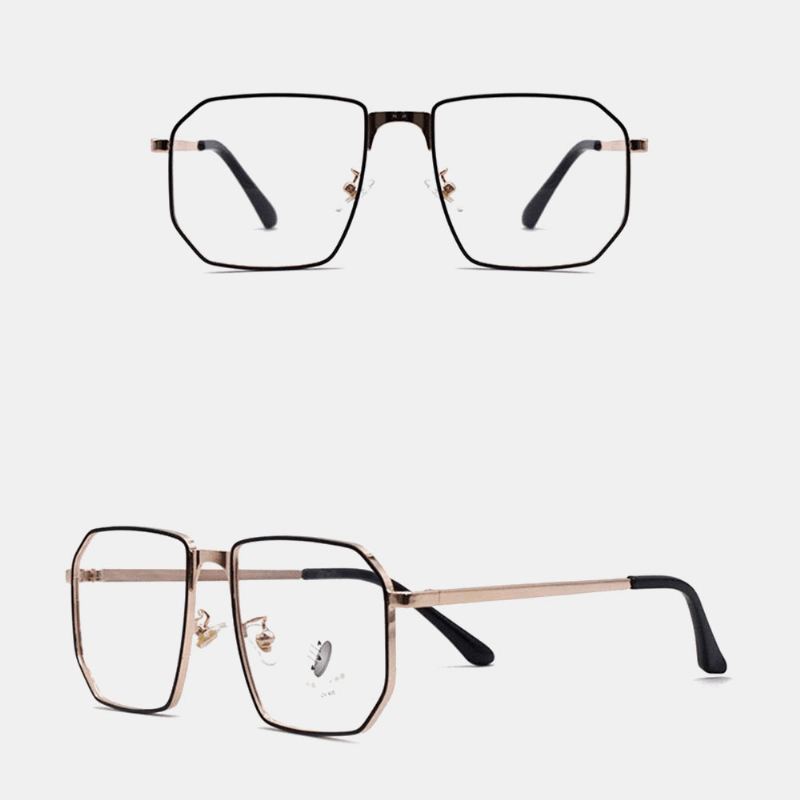Unisex Polygonal Metal Full Frame Myopia Briller Stel Anti-blue Light Mode Flat Glasses