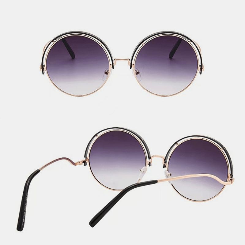 Unisex Runde Metal Full Frame Pc Gradient Lens Anti-uv Solbeskyttelse Solbriller