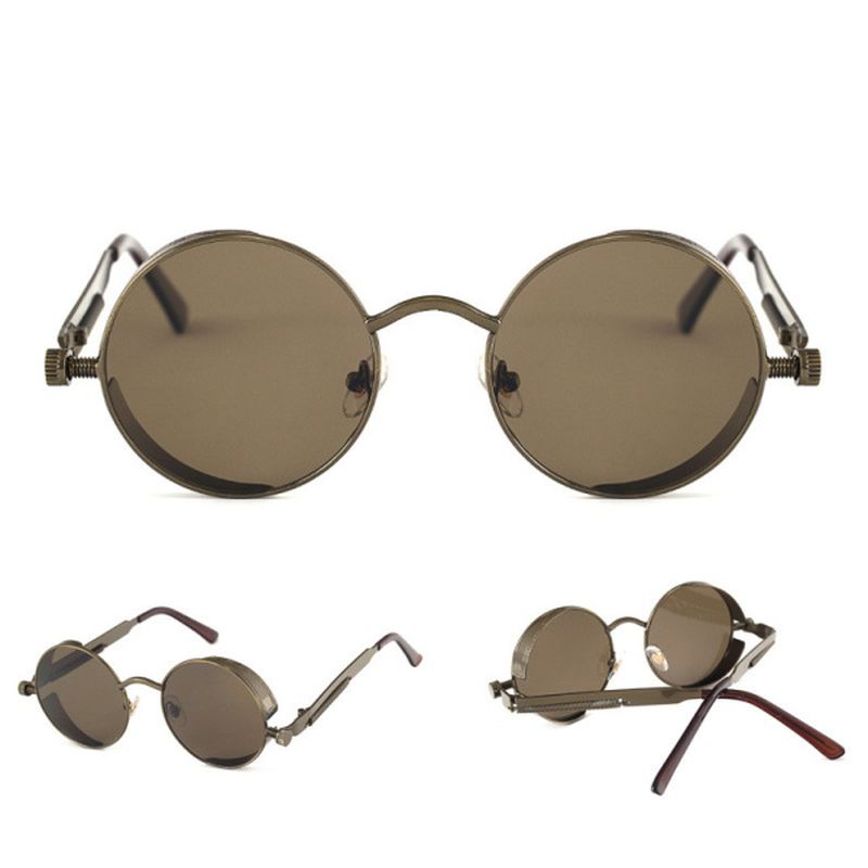 Uv400 Vintage Steampunk Runde Spejllinse Solbriller Udendørs Sport Hisper Eyewear Til Mænd Kvinder