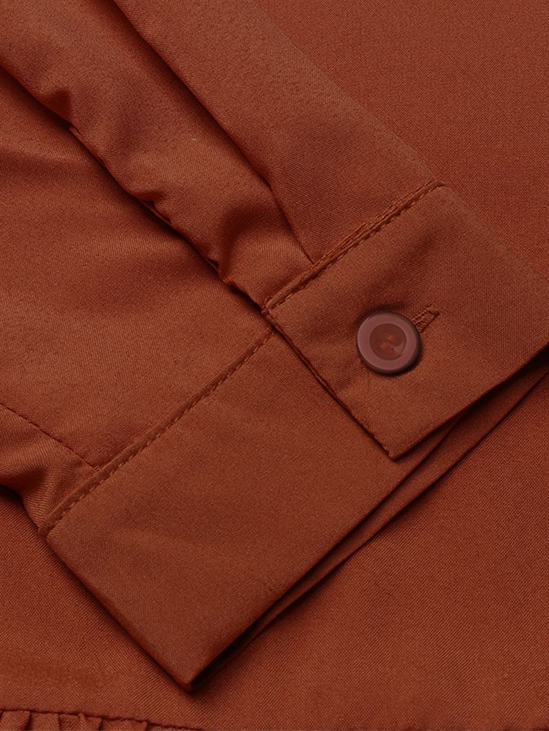 Kvinder Button Front O-hals Tiered Flæsekant Bælte Kaftan Maxi Kjoler