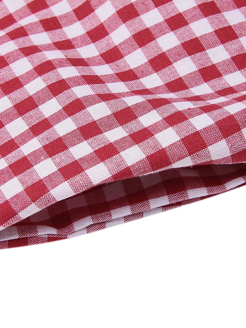 Kvinder Casual Ærmeløs Plaid Sidelomme Løs Maxikjole