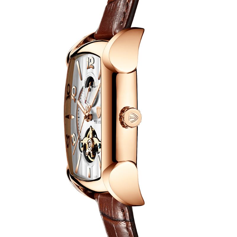 Business Style Mænd Armbåndsur Moonphase Dato Display Automatisk Mekanisk Ur