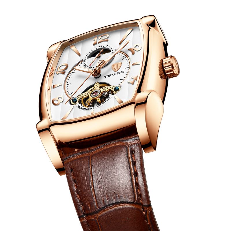 Business Style Mænd Armbåndsur Moonphase Dato Display Automatisk Mekanisk Ur
