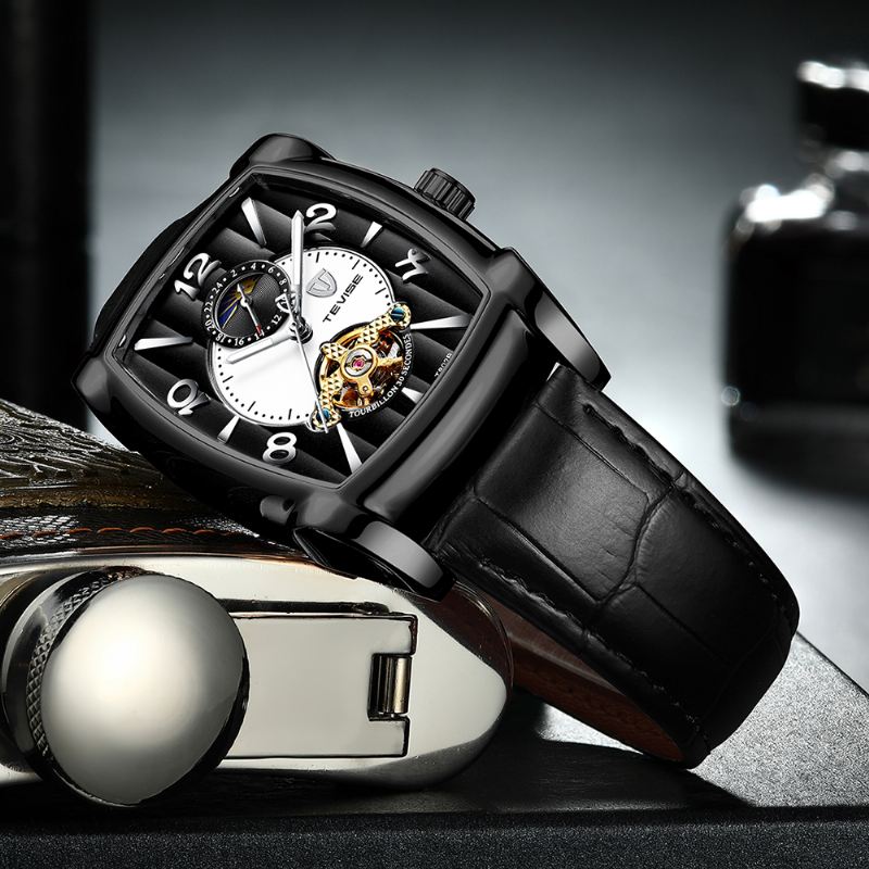 Business Style Mænd Armbåndsur Moonphase Dato Display Automatisk Mekanisk Ur