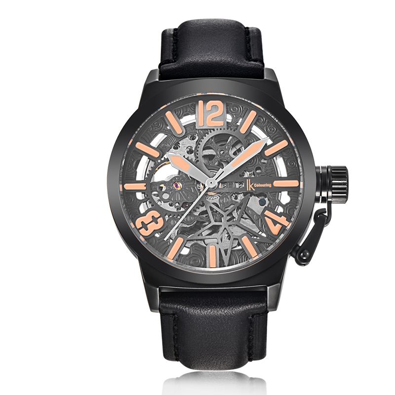 Business Style Mandlige Armbåndsur Læderrem Mekaniske Ure