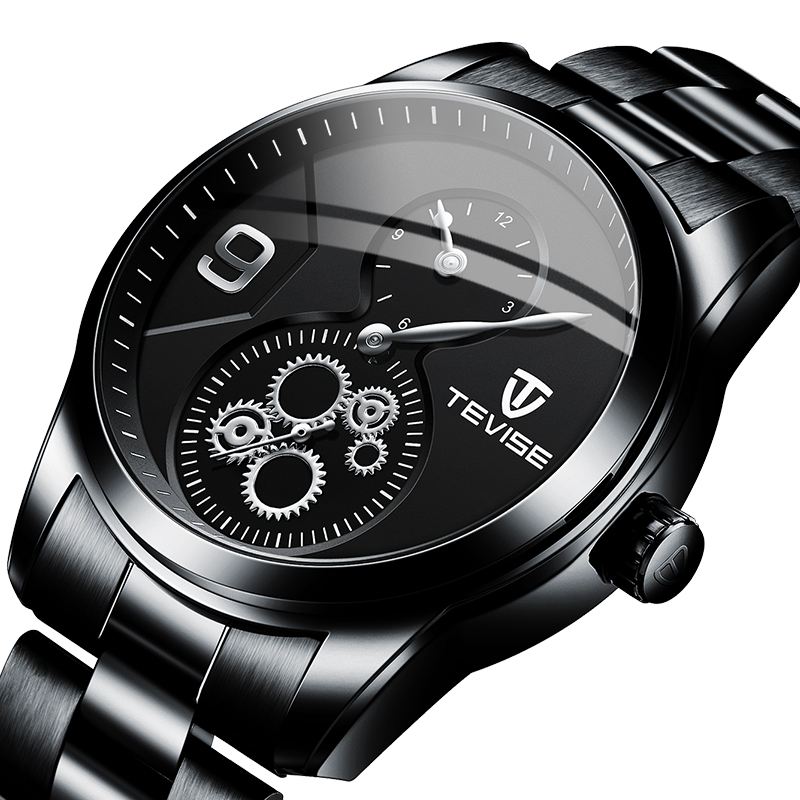 Chronograph Full Steel Herre Armbåndsur Vandtæt Automatisk Mekanisk Ur