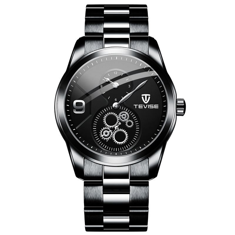 Chronograph Full Steel Herre Armbåndsur Vandtæt Automatisk Mekanisk Ur
