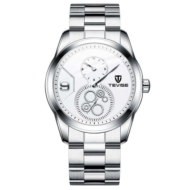 Chronograph Full Steel Herre Armbåndsur Vandtæt Automatisk Mekanisk Ur
