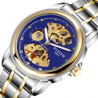 Mode Hollow Dial Luminous Pointer Business Style Herreur Automatisk Mekanisk Ur