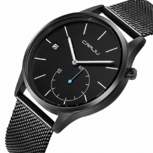 Afslappet Stil Kalender Mænd Armbåndsur Rustfrit Stål Rem Quartz Ure