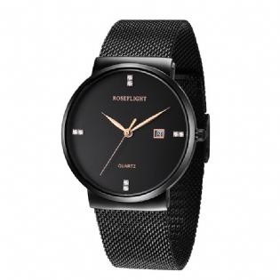 Business Casual Mænd Rustfrit Stål Band Data Display Vandtæt Quartz Watch