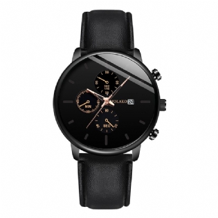 Business Sport Mænd Ure Case Læder Band Super Light Chronograph Calendar Quartz Watch