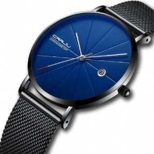 Business Style Mænd Armbåndsur Dato Vis Analog Fuld Steel Quartz Watch