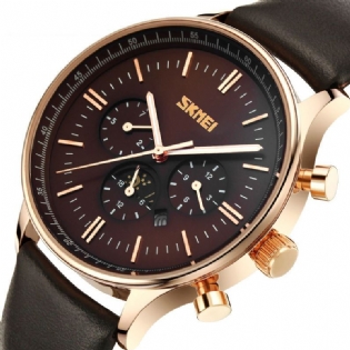 Business Style Vandtæt Mænd Armbåndsur Læderrem Quartz Ure