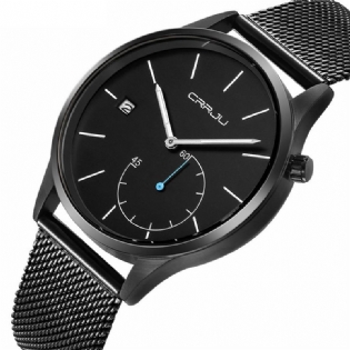 Casual Kalender Læderrem Working-dials Mænd Armbåndsur Quartz Watch