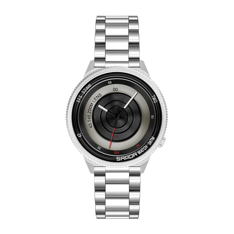 Casual Mode Mænd Creative Camera Dial Vandtæt Rustfrit Stålrem Quartz Watch