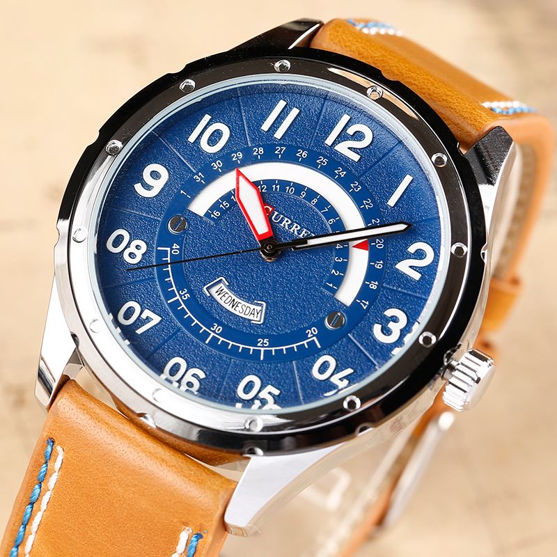 Casual Style Mænd Armbåndsur Kalender Quartz Movement Watch