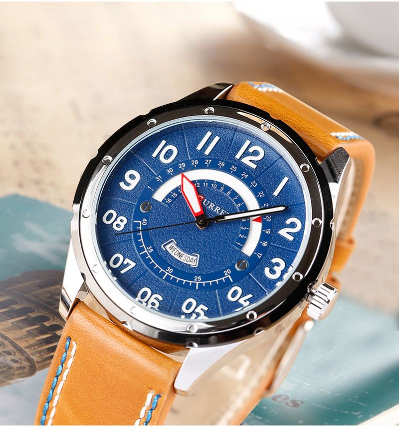 Casual Style Mænd Armbåndsur Kalender Quartz Movement Watch