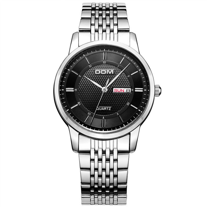 Casual Super Slim Herre Watch 3atm Vandtæt Dato Uge Display Quartz Watch